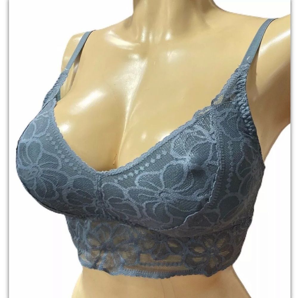 Victoria’s Secret Pink lace Unlined Lace bralette bra Dark Teal Large A-C